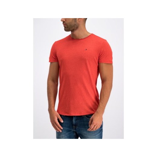 T-shirt męski Tommy Jeans czerwony bez wzorów