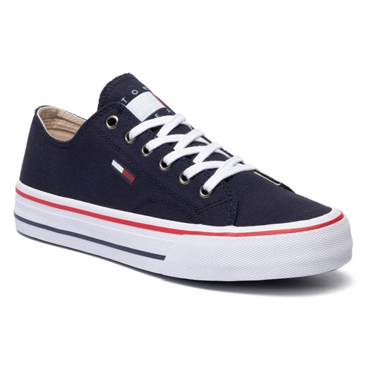 Tenisówki TOMMY JEANS - Classic Long Lace Sneaker EM0EM00393 Ink CEY Tommy Jeans 42 eobuwie.pl