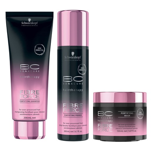 Schwarzkopf BC Fibre Force | Wzmacniający zestaw do włosów zniszczonych: szampon 200ml + odżywka w sprayu 200ml + maska 150ml Schwarzkopf Estyl.pl