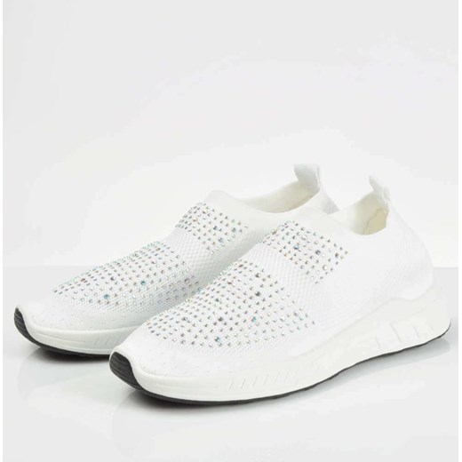 Buty sportowe damskie sneakersy białe bez zapięcia casual płaskie