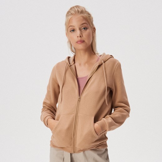Sinsay - Bluza basic z kapturem - Beżowy Sinsay L