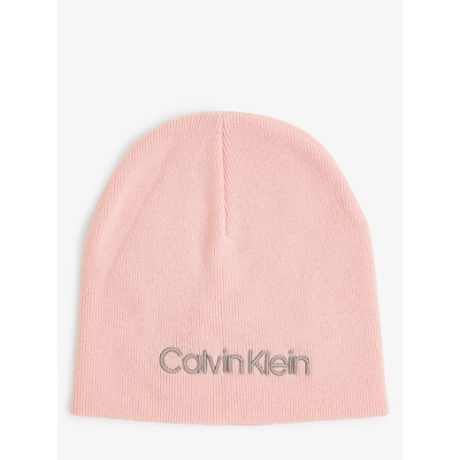 Czapka zimowa damska Calvin Klein różowa z haftem