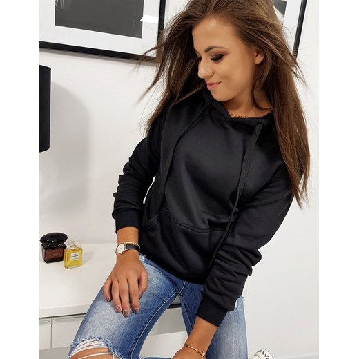 Bluza damska BASIC z kapturem czarna BY0158
