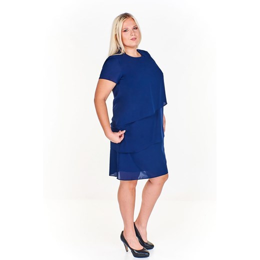 Sukienka Ptakmoda.com na spotkanie biznesowe z krótkimi rękawami dla puszystych