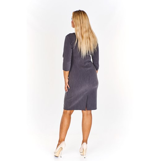 Sukienka Ptakmoda.com z paskiem z okrągłym dekoltem dla puszystych