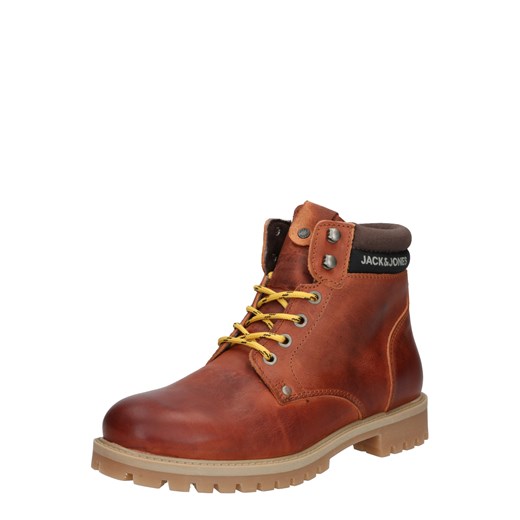 Buty zimowe męskie Jack & Jones ze skóry wiązane w stylu militarnym