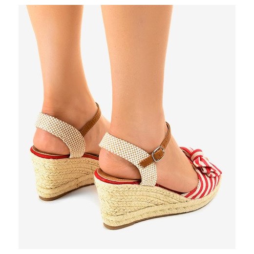 Espadryle damskie eleganckie wielokolorowe na koturnie