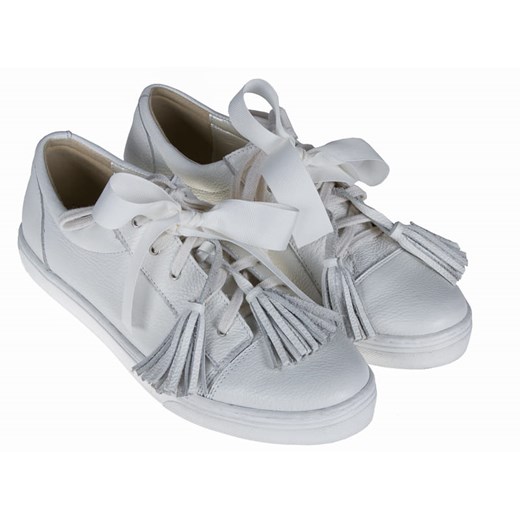 Białe trampki damskie Lafemmeshoes bez wzorów