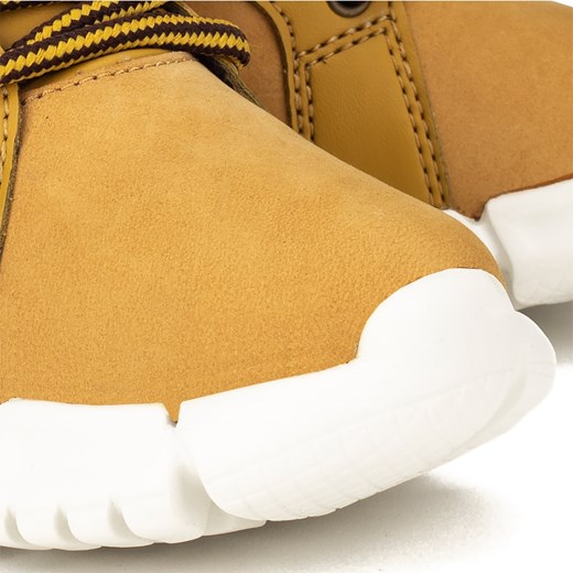 Buty zimowe dziecięce Geox żółte na zimę wiązane bez wzorów