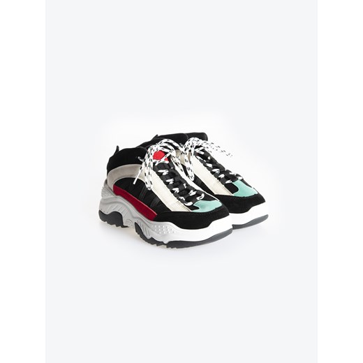 Sneakersy damskie wielokolorowe Gate na platformie gładkie wiązane na wiosnę