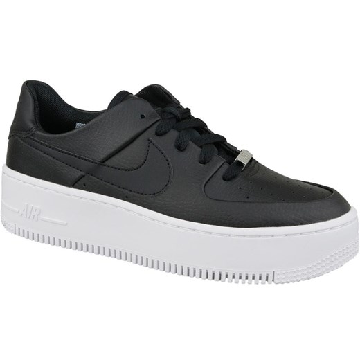 Buty sportowe damskie czarne Nike dla biegaczy młodzieżowe air force płaskie skórzane