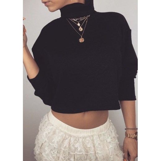Sweter damski bez wzorów z golfem