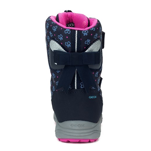 Buty zimowe dziecięce Geox na rzepy w abstrakcyjnym wzorze śniegowce