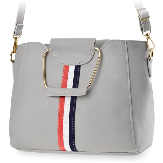 Shopper bag elegancka szara bez dodatków ze skóry ekologicznej duża