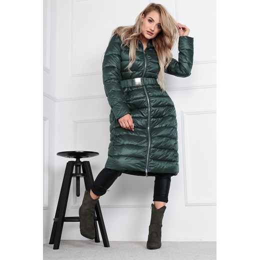 Kurtka damska Ptakmoda.com długa zielona bez kaptura