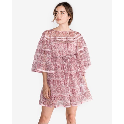 Sukienka Twinset oversize różowa z krótkim rękawem z dekoltem w łódkę