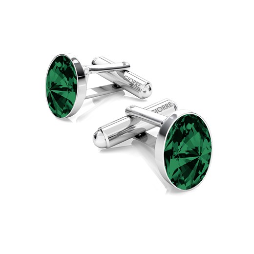 Srebrne spinki do mankietu z owalnym kryształem Swarovski, srebro 925 : Srebro - kolor pokrycia - Pokrycie platyną, SWAROVSKI - kolor kryształu - Emerald