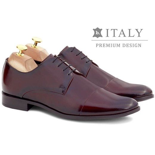 Buty eleganckie męskie Brilu czerwone sznurowane