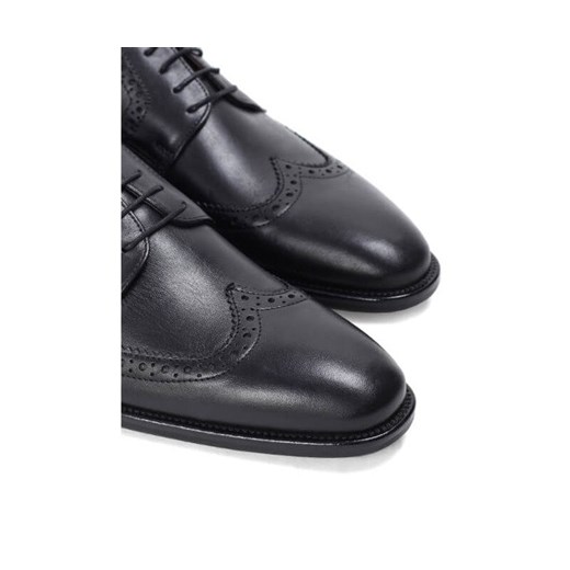 Buty eleganckie męskie Brilu jesienne wiązane skórzane