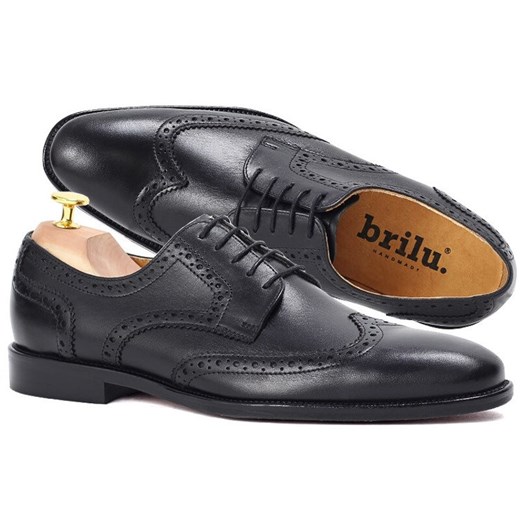 Buty eleganckie męskie Brilu.pl skórzane sznurowane jesienne