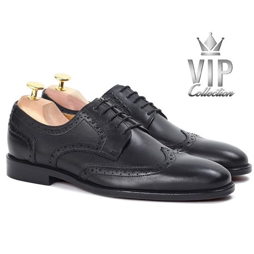 Buty eleganckie męskie Brilu wiązane skórzane