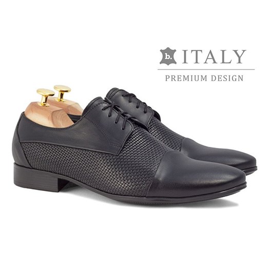 Buty eleganckie męskie czarne Brilu sznurowane