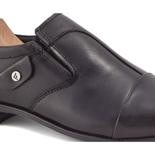 Brilu buty eleganckie męskie granatowe ze skóry