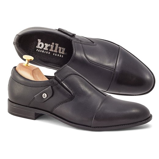 Buty eleganckie męskie Brilu.pl bez zapięcia z tworzywa sztucznego