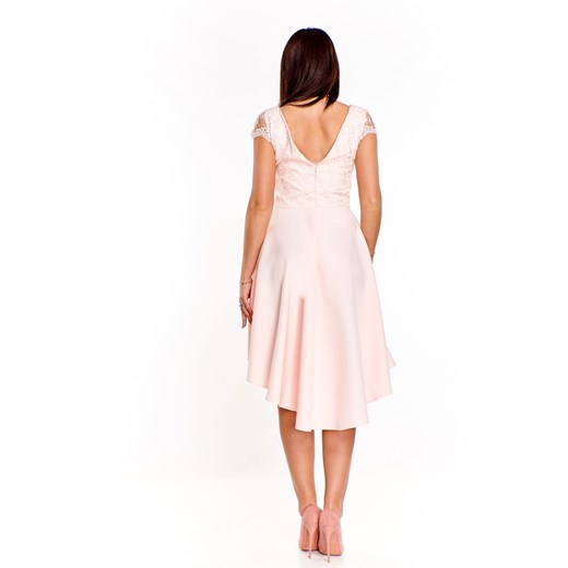 Sukienka Ptakmoda.com z krótkim rękawem na urodziny z okrągłym dekoltem mini