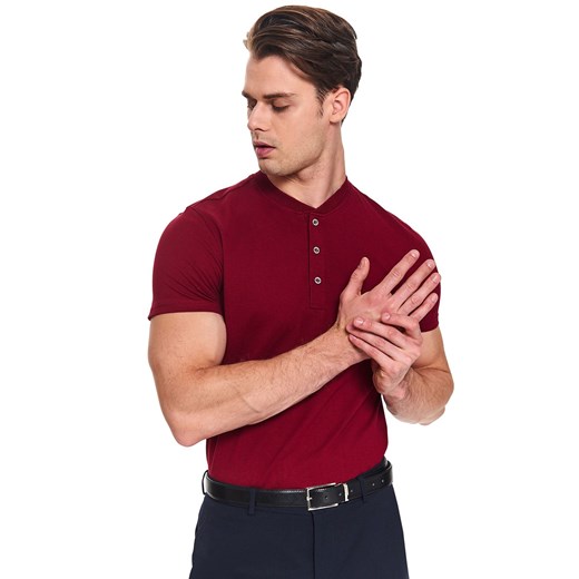 T-shirt polo strukturalny ze stójką Top Secret XL
