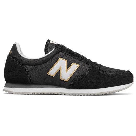Buty sportowe damskie czarne New Balance dla biegaczy eleganckie bez wzorów1 płaskie ze skóry
