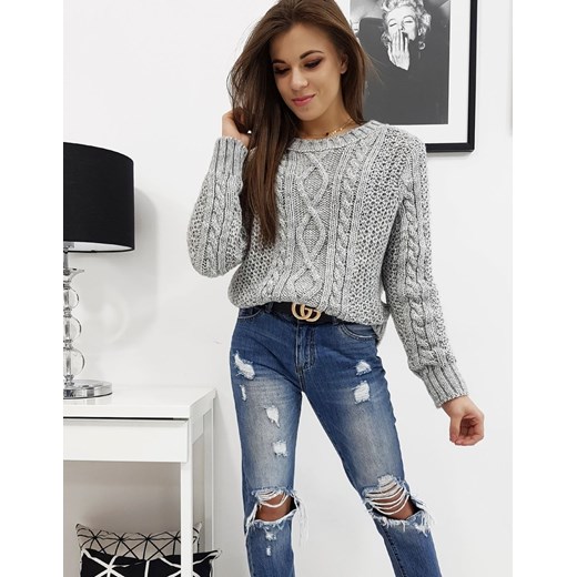 Sweter damski Dstreet z okrągłym dekoltem gładki