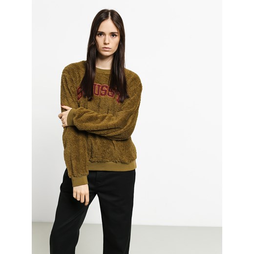Bluza damska brązowa Stussy z napisami krótka