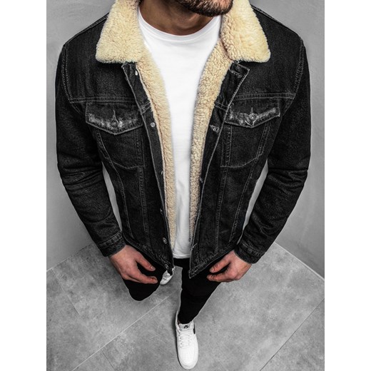 KURTKA MĘSKA JEANS CZARNA OZONEE O/552Z Ozonee XL wyprzedaż ozonee.pl