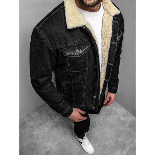KURTKA MĘSKA JEANS CZARNA OZONEE O/552Z Ozonee M okazyjna cena ozonee.pl