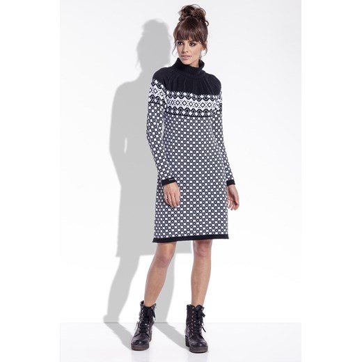 Żakardowa sukienka F335 czarny S/M FLORENCE