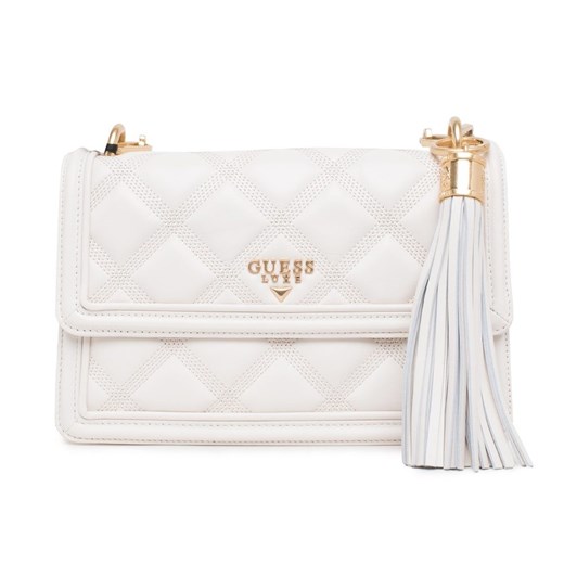 Damska skórzana crossbody torebka Guess Luxe - biały Guess Glamadise.pl
