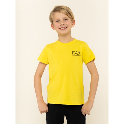 T-shirt chłopięce Emporio Armani z napisem z krótkim rękawem