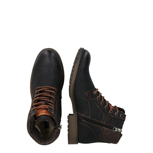 Buty zimowe męskie Tom Tailor na zamek skórzane w stylu militarnym
