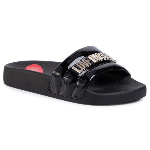 Klapki damskie czarne Love Moschino bez zapięcia bez wzorów