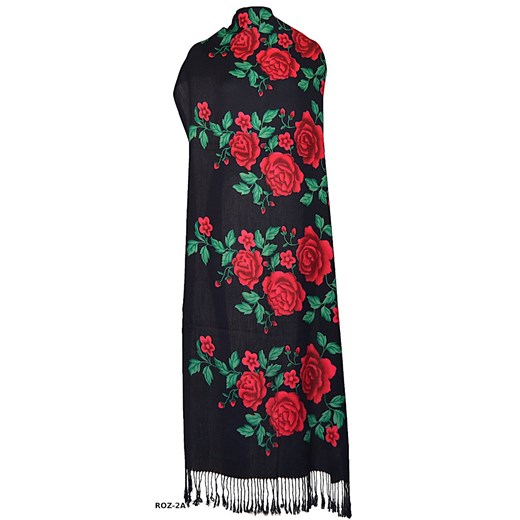 Elegancki piękny TKANY szal w róże FOLK