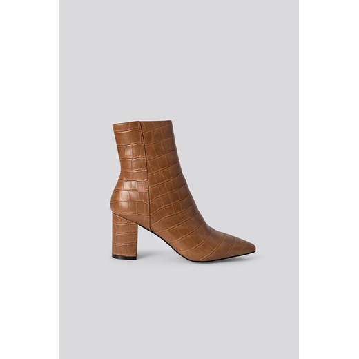 NA-KD Shoes Croc Pointy Toe Half Boots - Brown NA-KD Shoes 36 NA-KD