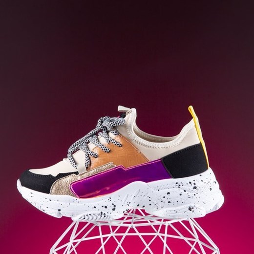 Sneakersy damskie Royalfashion.pl młodzieżowe na płaskiej podeszwie wielokolorowe
