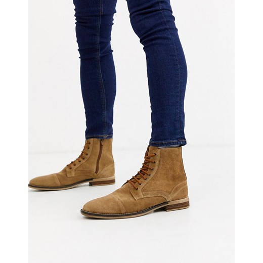 Topman – Jasnobrązowe botki w stylu militarnym-Jasnobrązowy