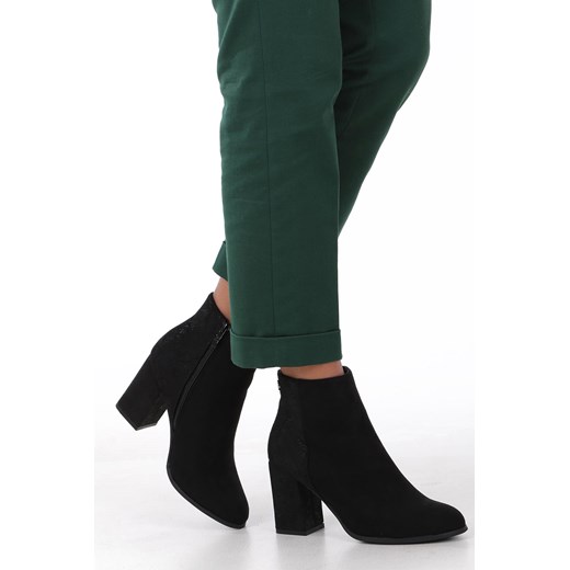Botki czarne Casu eleganckie na obcasie