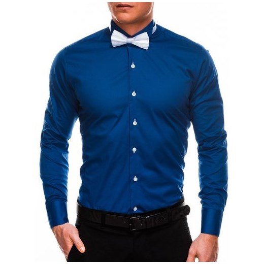 Koszula męska elegancka z długim rękawem K309 - granatowa