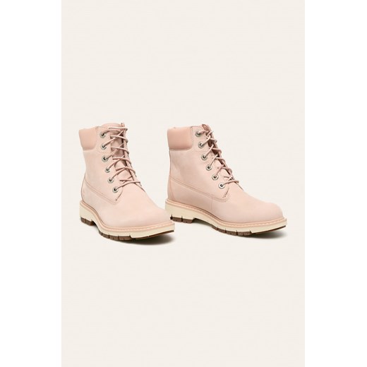 Workery damskie Timberland różowe na zamek casual zamszowe płaskie