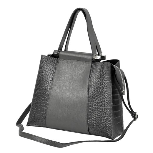 Shopper bag Luka bez dodatków duża z tłoczeniem do ręki ze skóry