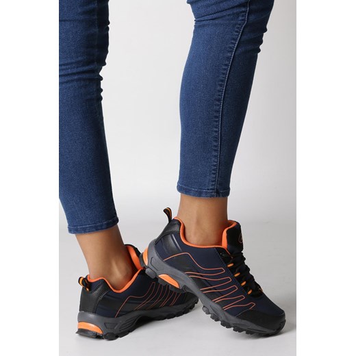 Buty sportowe damskie Casu do biegania niebieskie wiązane płaskie ze skóry ekologicznej