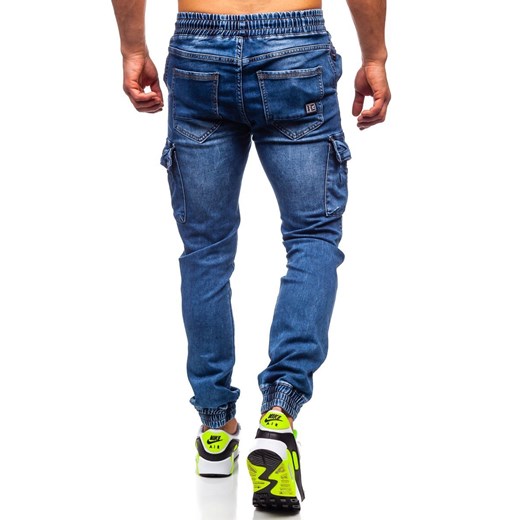 Granatowe spodnie jeansowe joggery męskie Denley KA1311-1